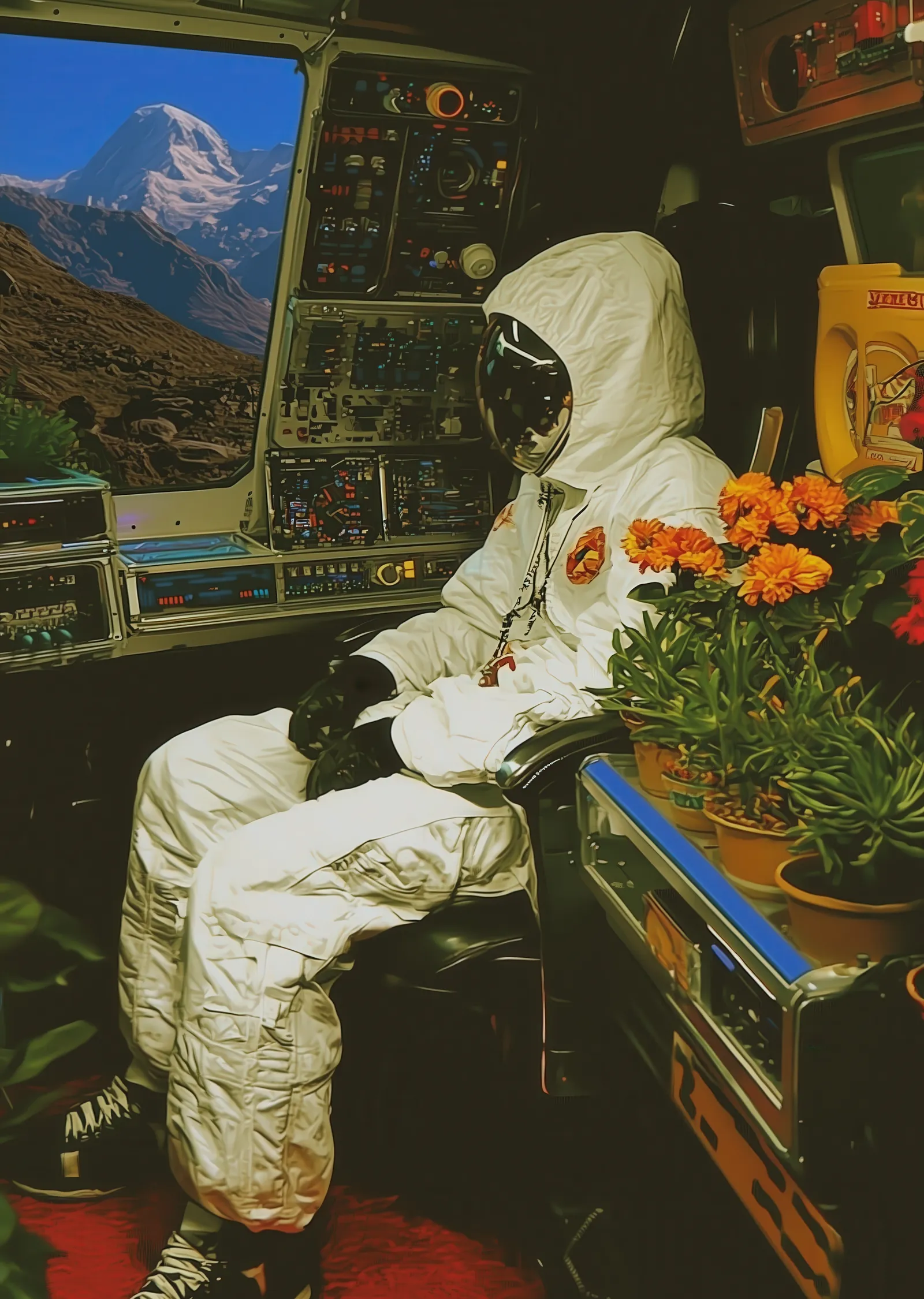 Uzay Keşif: Astronot ve Doğa Manzarası metal tablo