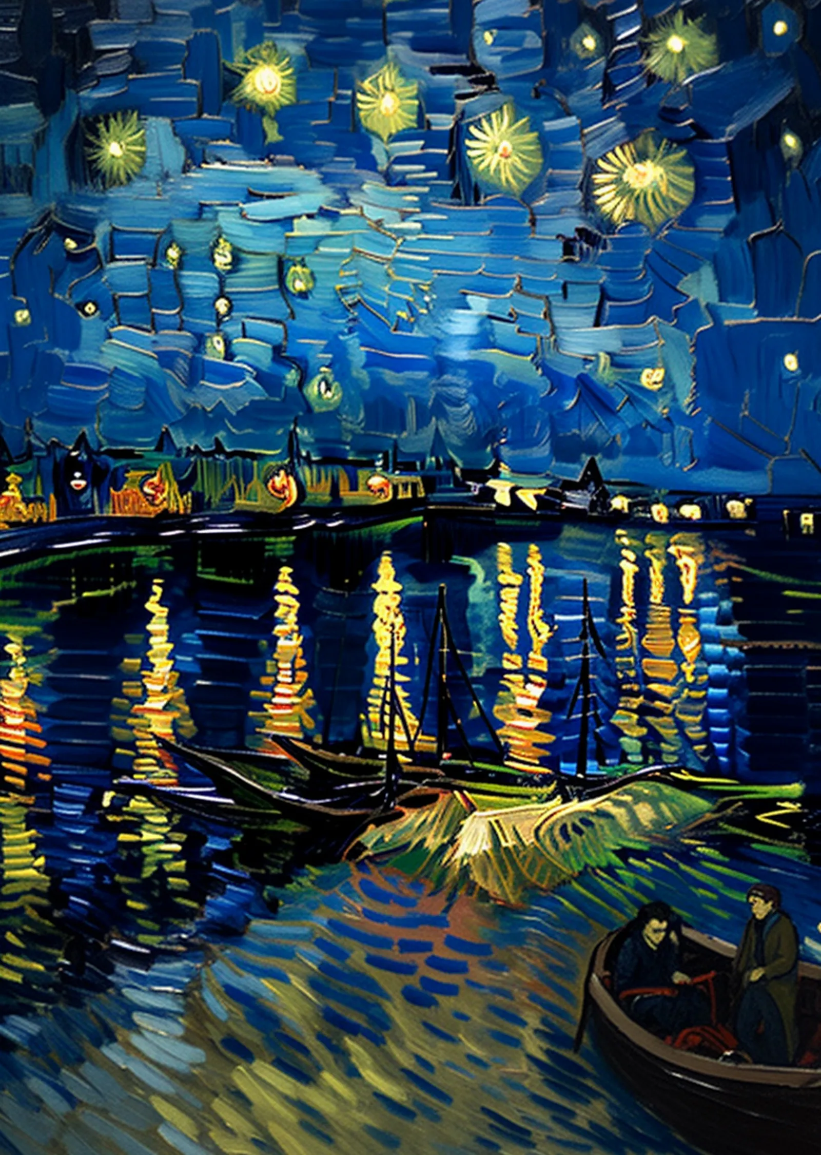 Van Gogh'un Yıldızlı Gece Sahil Manzarası metal tablo