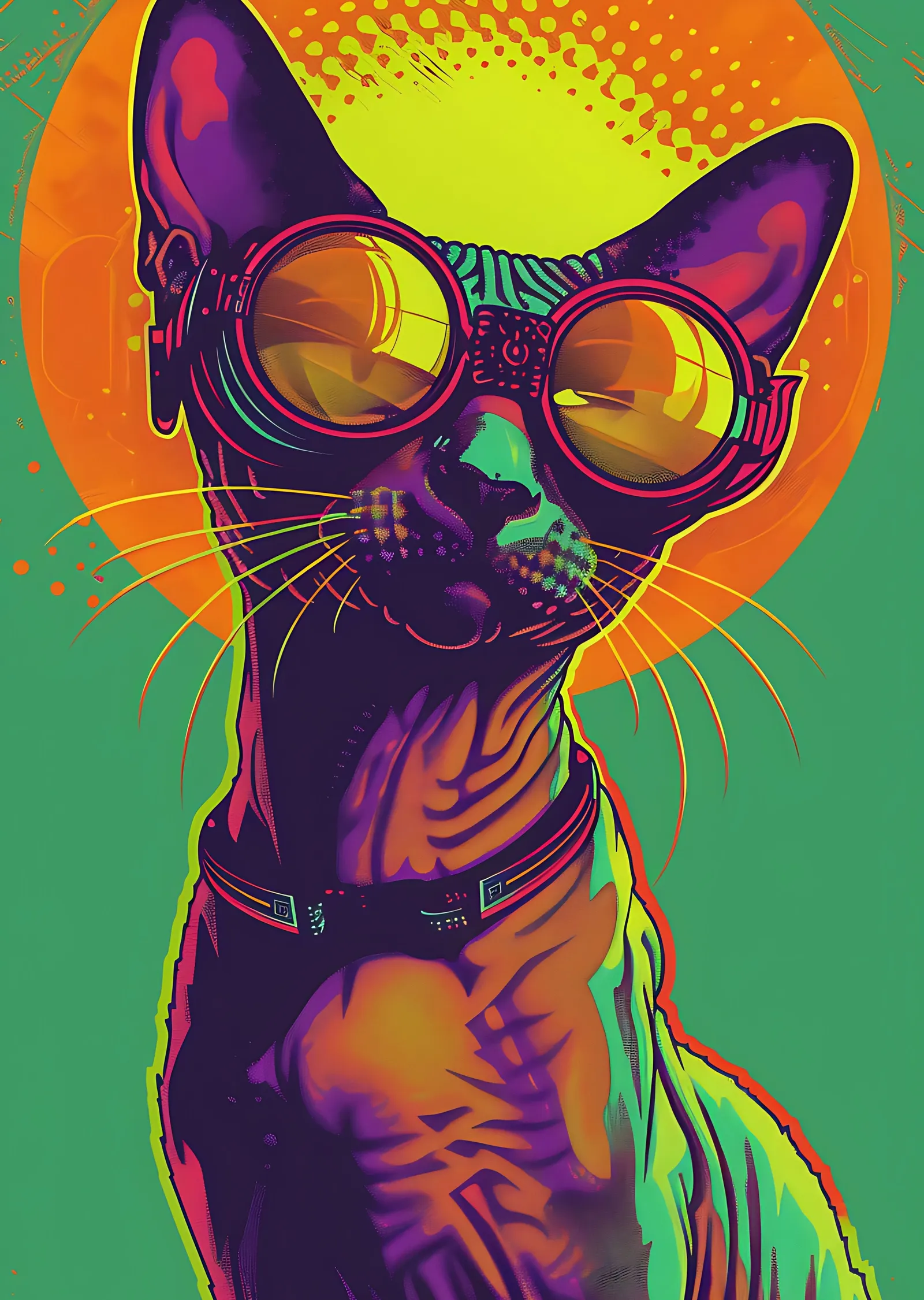 Gözlüklü Sphynx Kedisi metal tablo