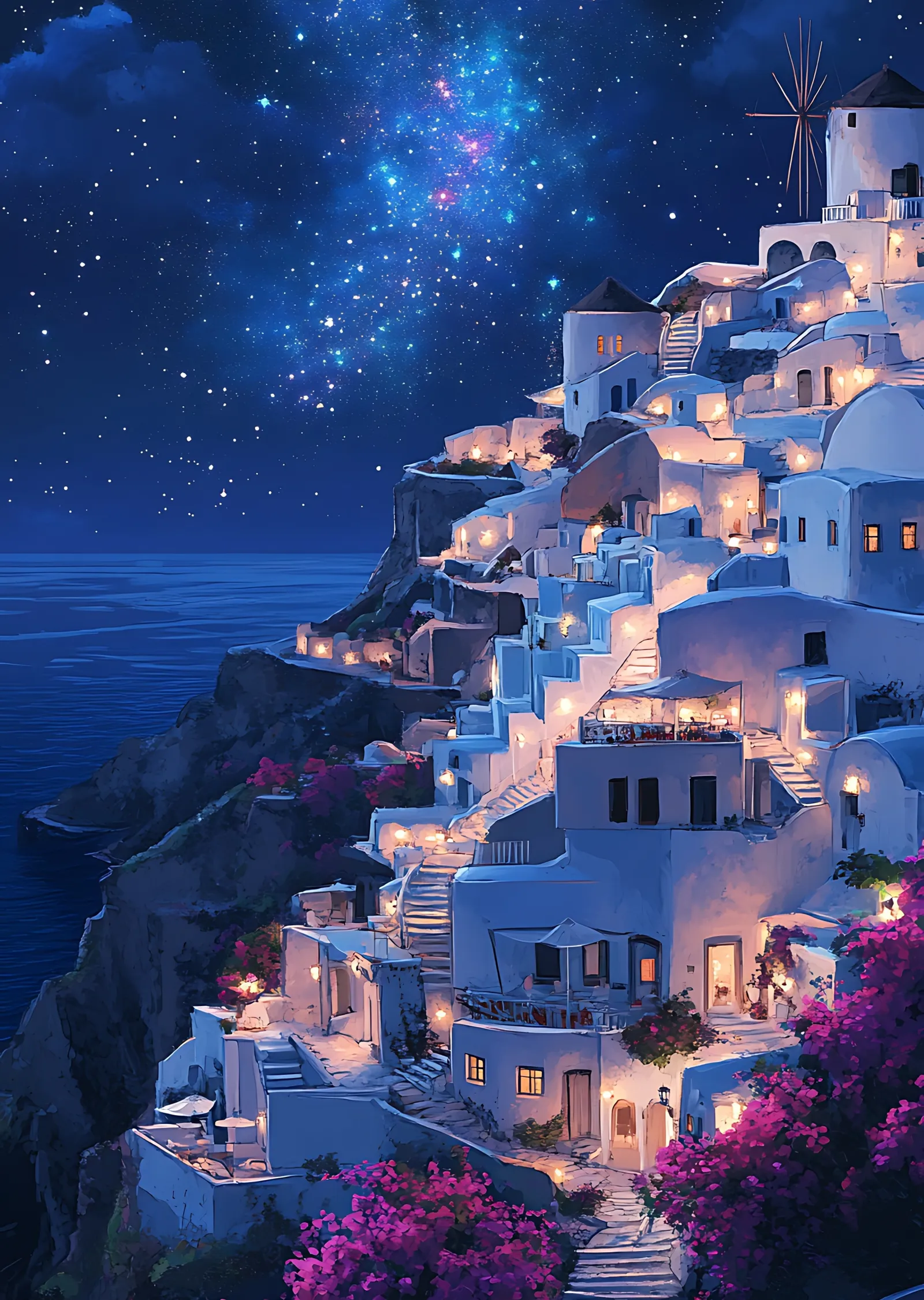 Santorini Gecesi metal tablo