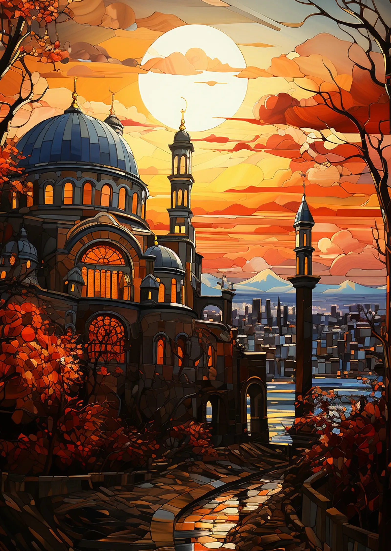 İstanbul'da Gün Batımı Manzarası metal tablo