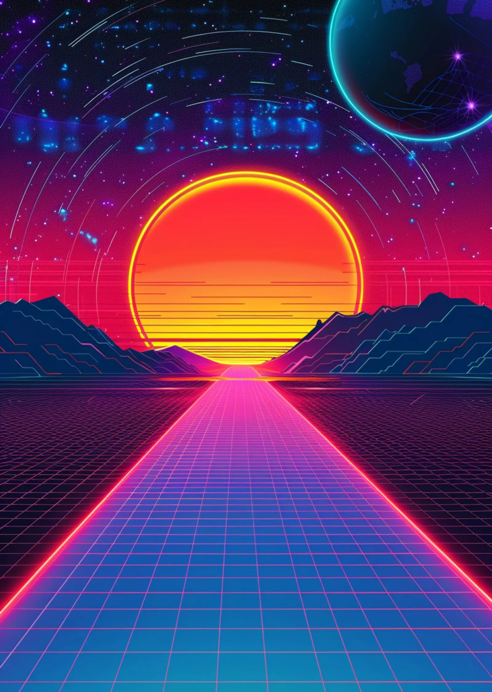 Uzay Manzarası: Retro Gelecek Teması metal tablo