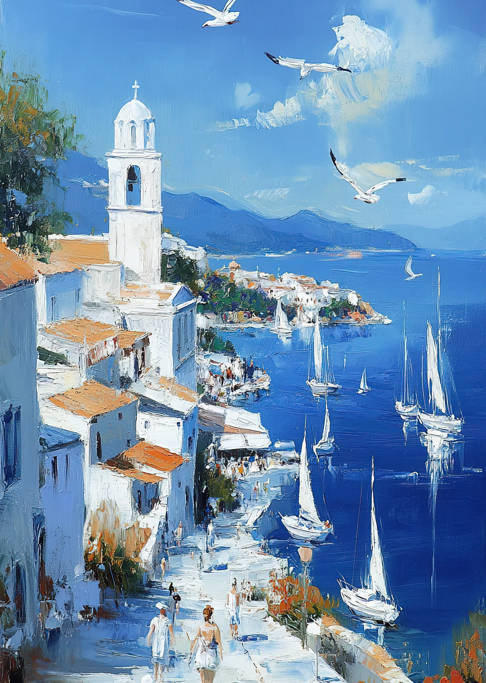 Santorini Limanı metal tablo