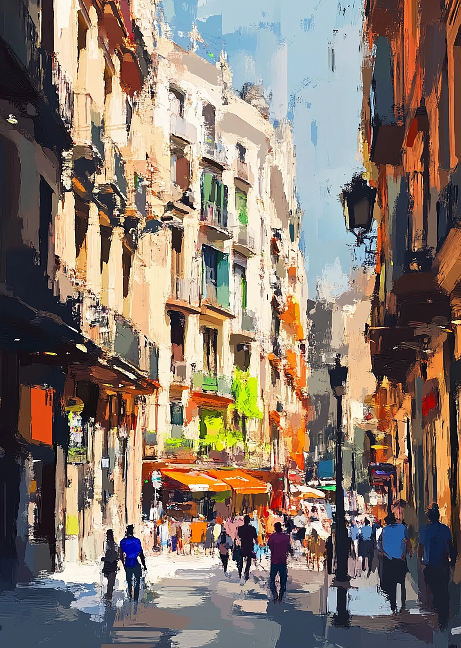 La Rambla'da Günlük Yaşam metal tablo