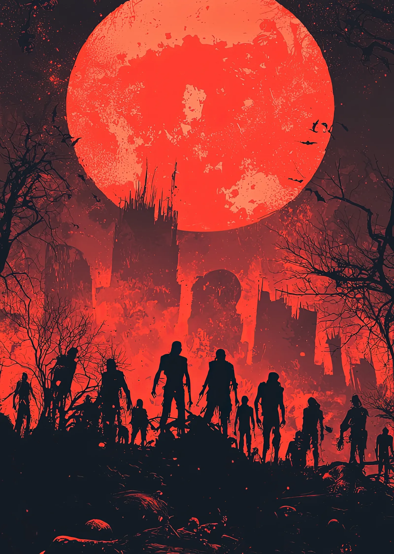 Zombi Silüetleri metal tablo