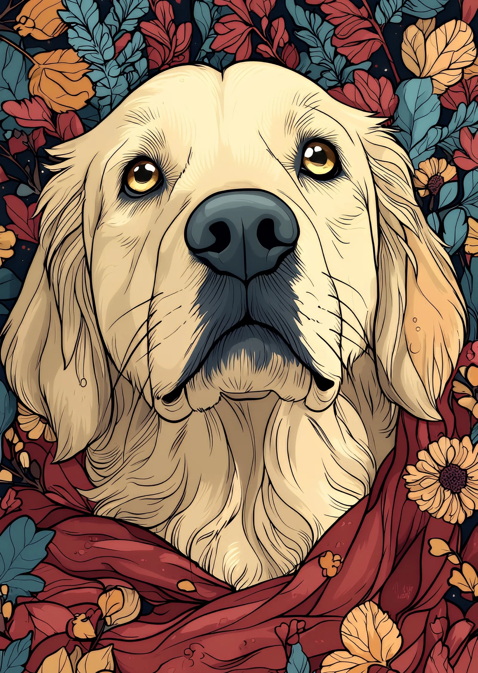 Altın Retriever: Doğanın Güzelliği metal tablo