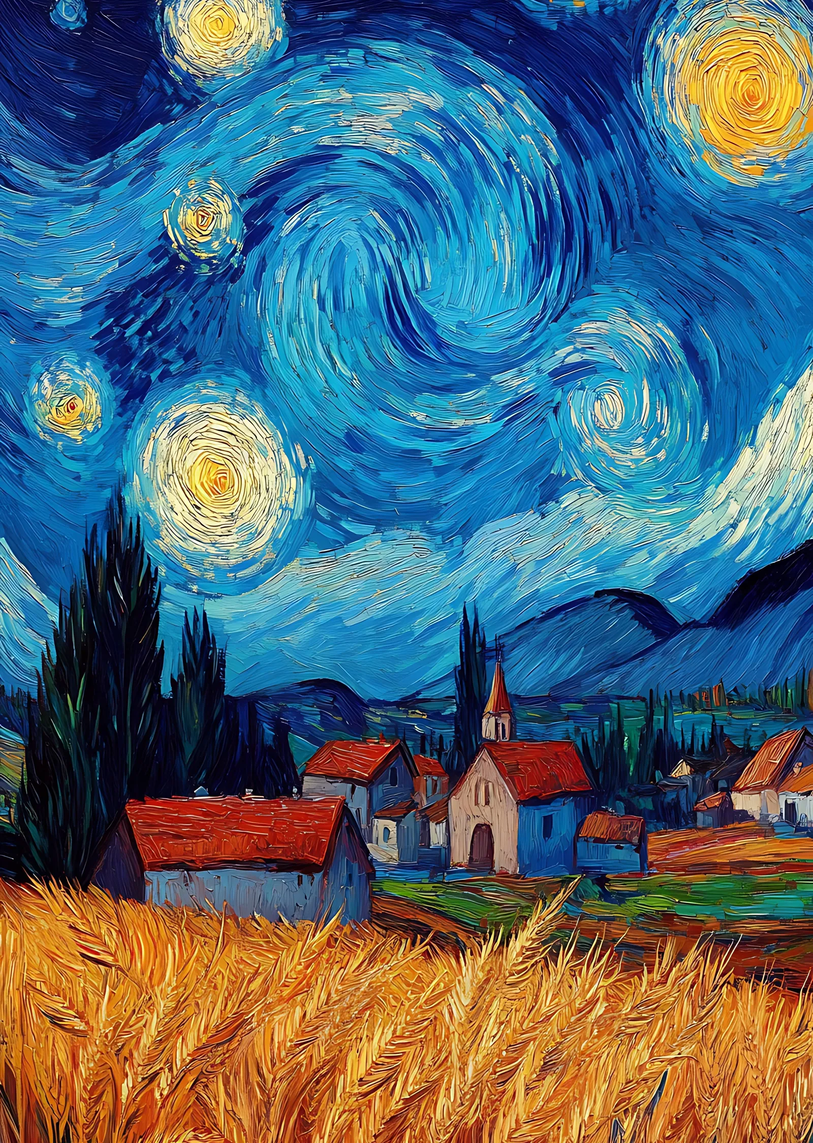 Van Gogh Esintili Gökyüzü metal tablo