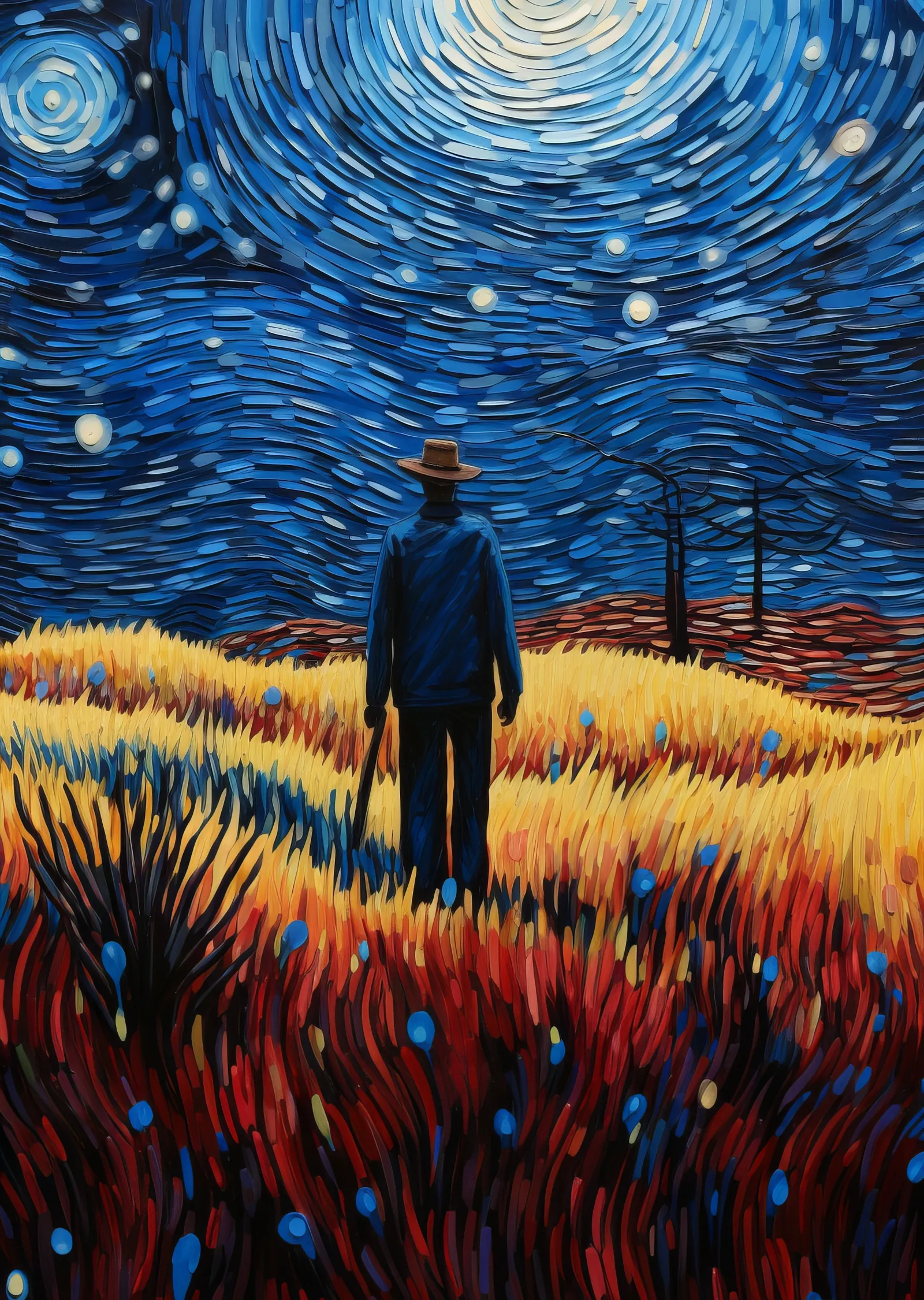 Vincent van Gogh - Yıldızlı Gece Tarlası metal tablo