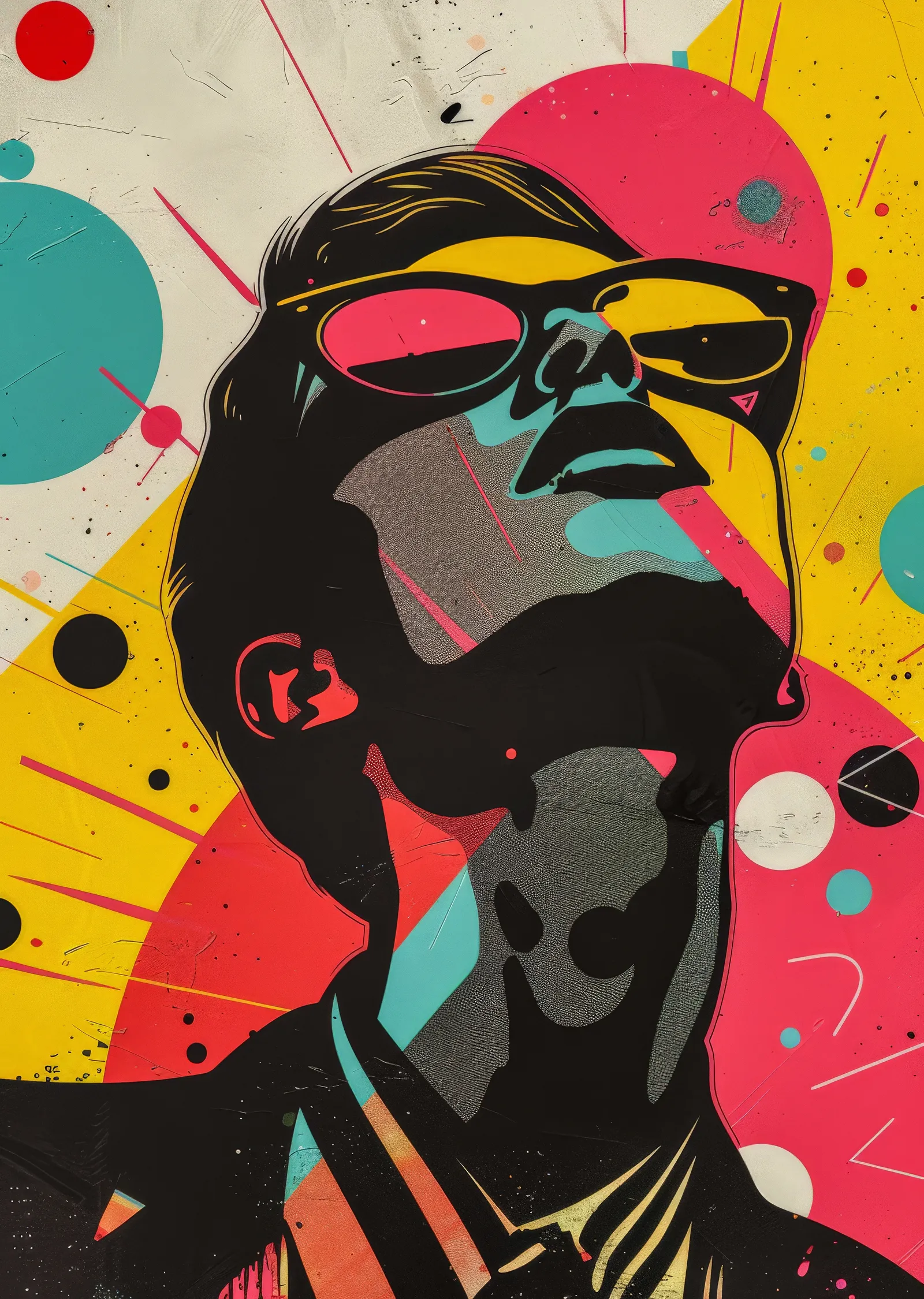 Gözlüklü Pop Art Erkek Portresi metal tablo