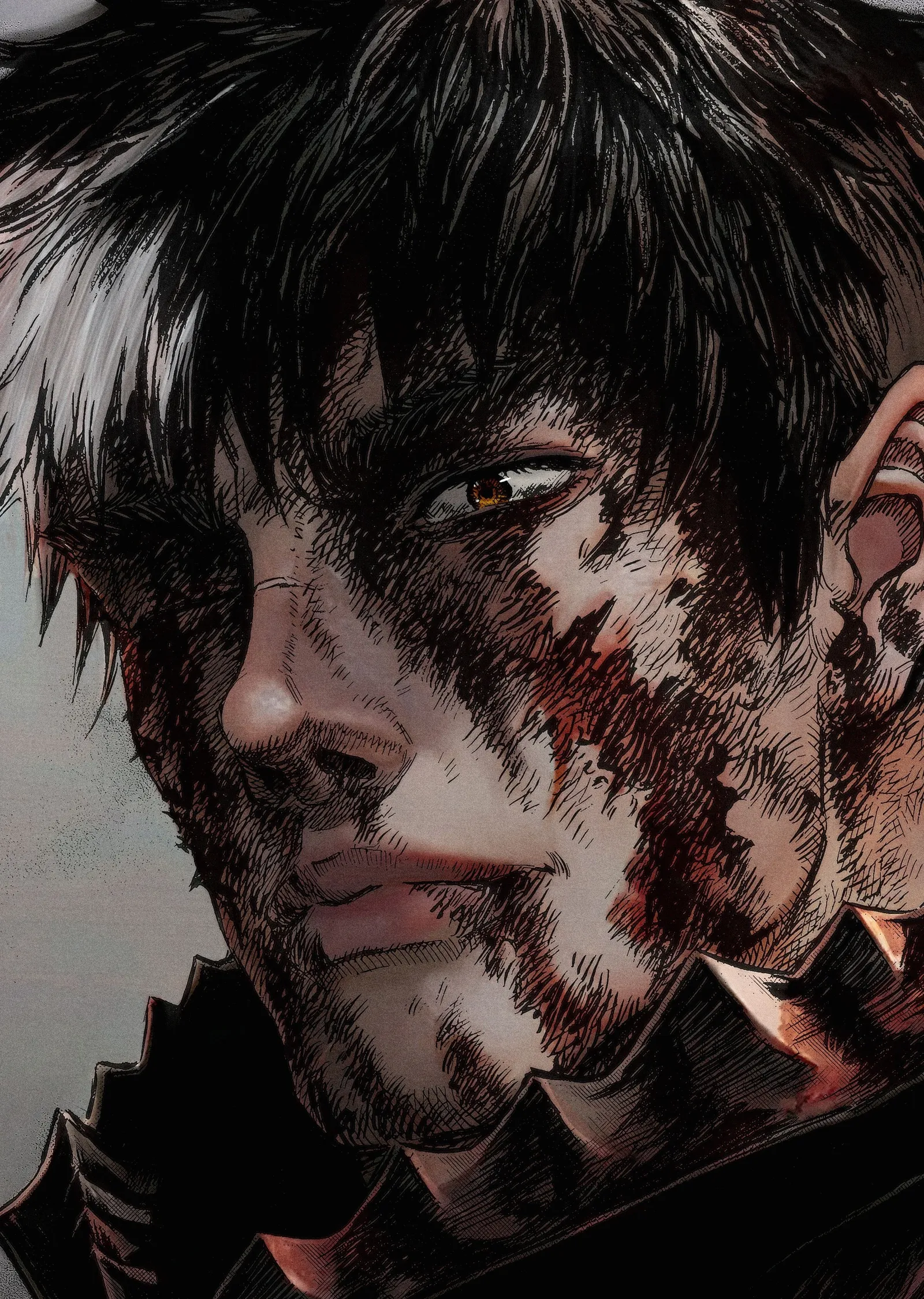 Kuro - Kanlı Yüz İfadeli Manga Karakteri metal tablo