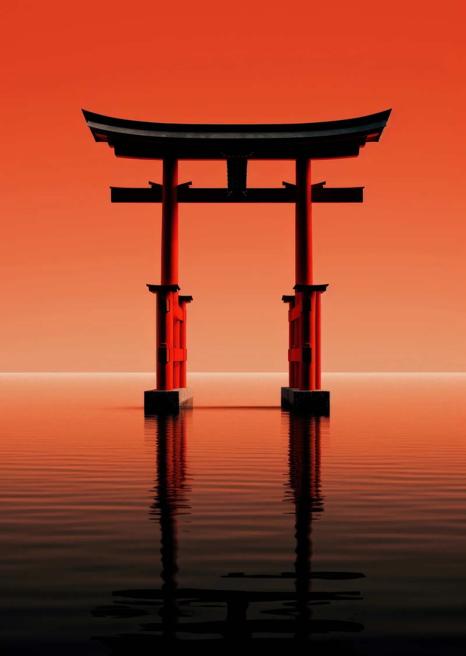Japon Torii Kapısı: Gün Batımında Yansıma metal tablo