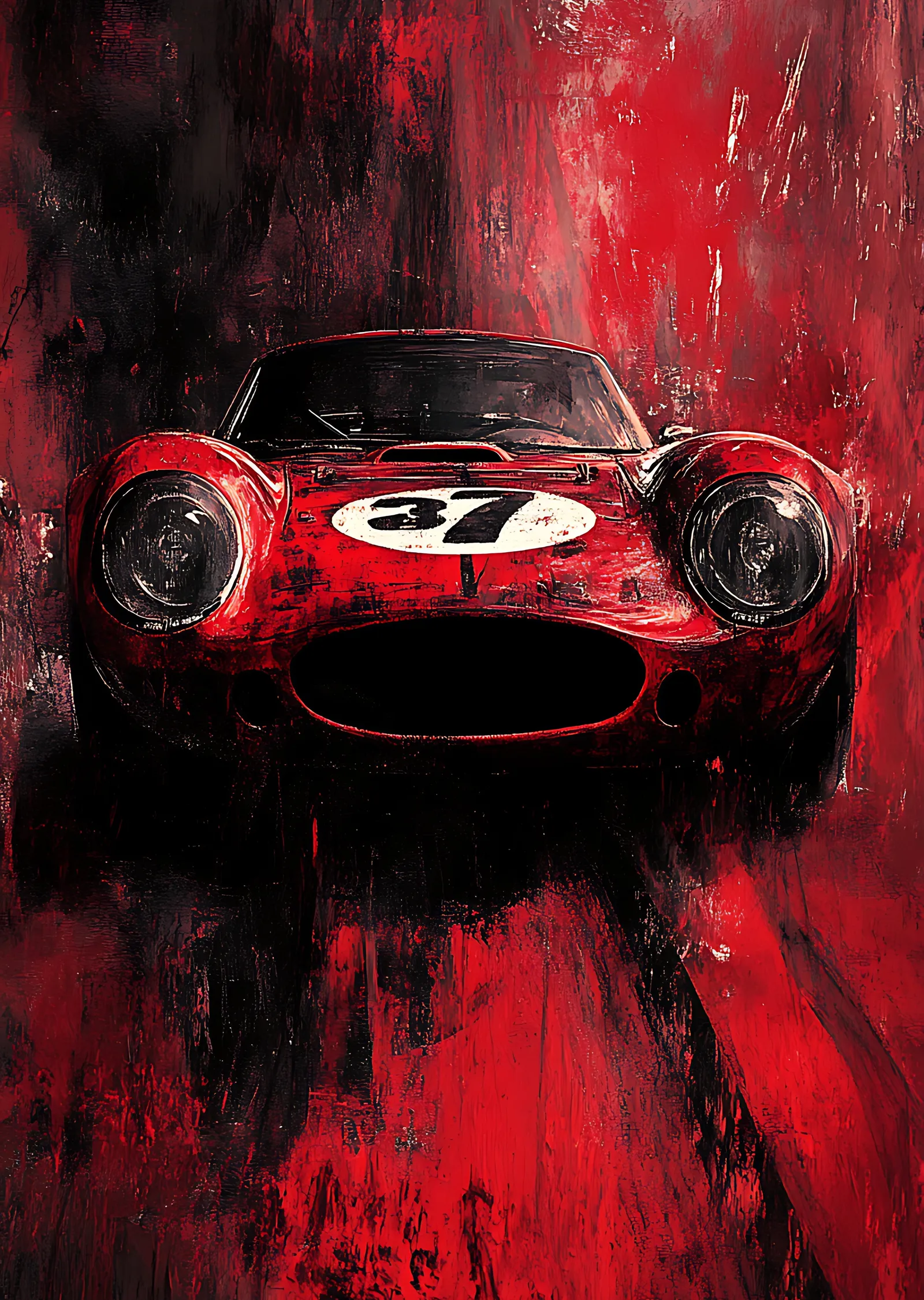Kırmızı Ferrari 250 GTO Soyut Tasarım metal tablo