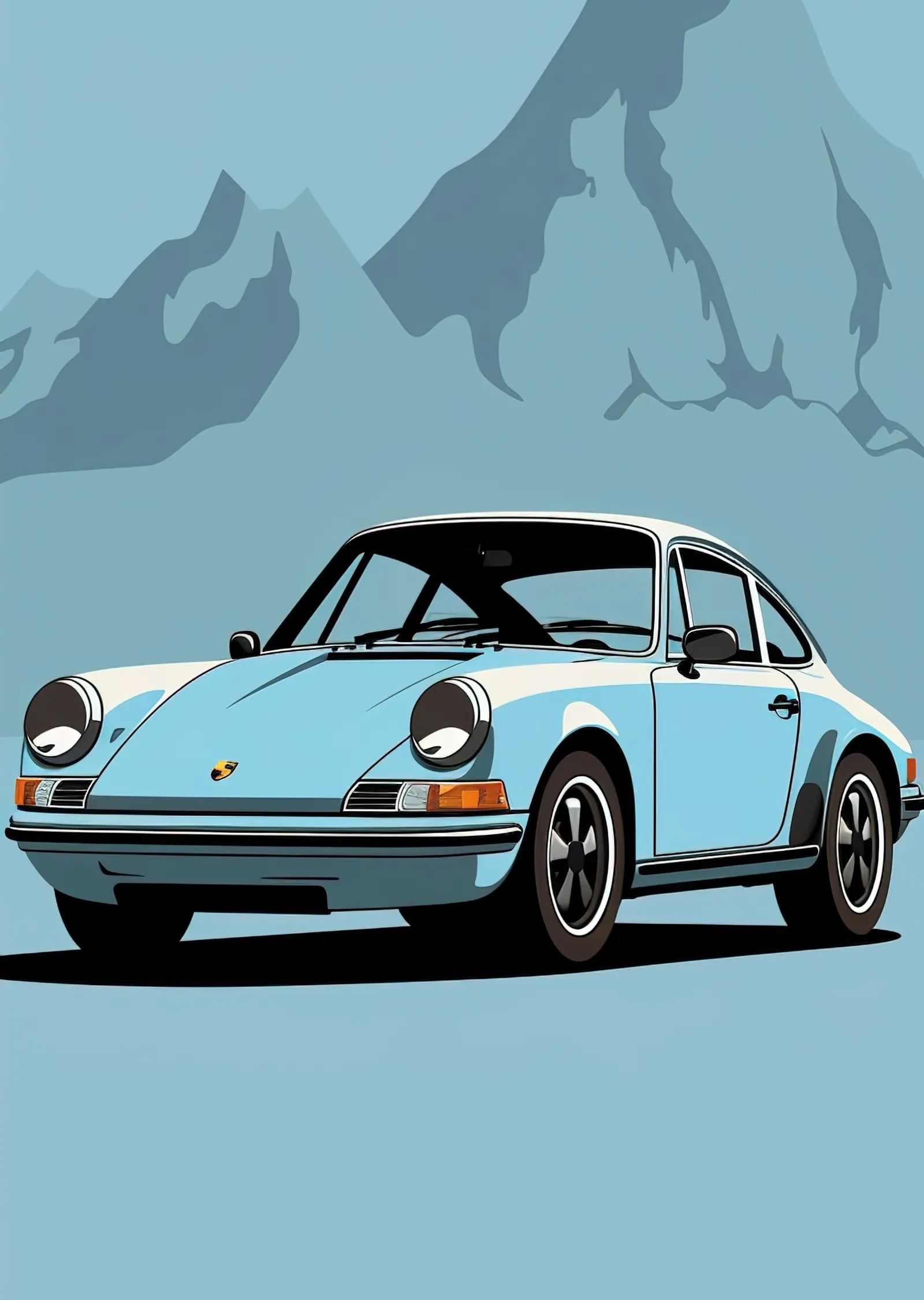 Mavi Porsche 911 Klasik Araba metal tablo