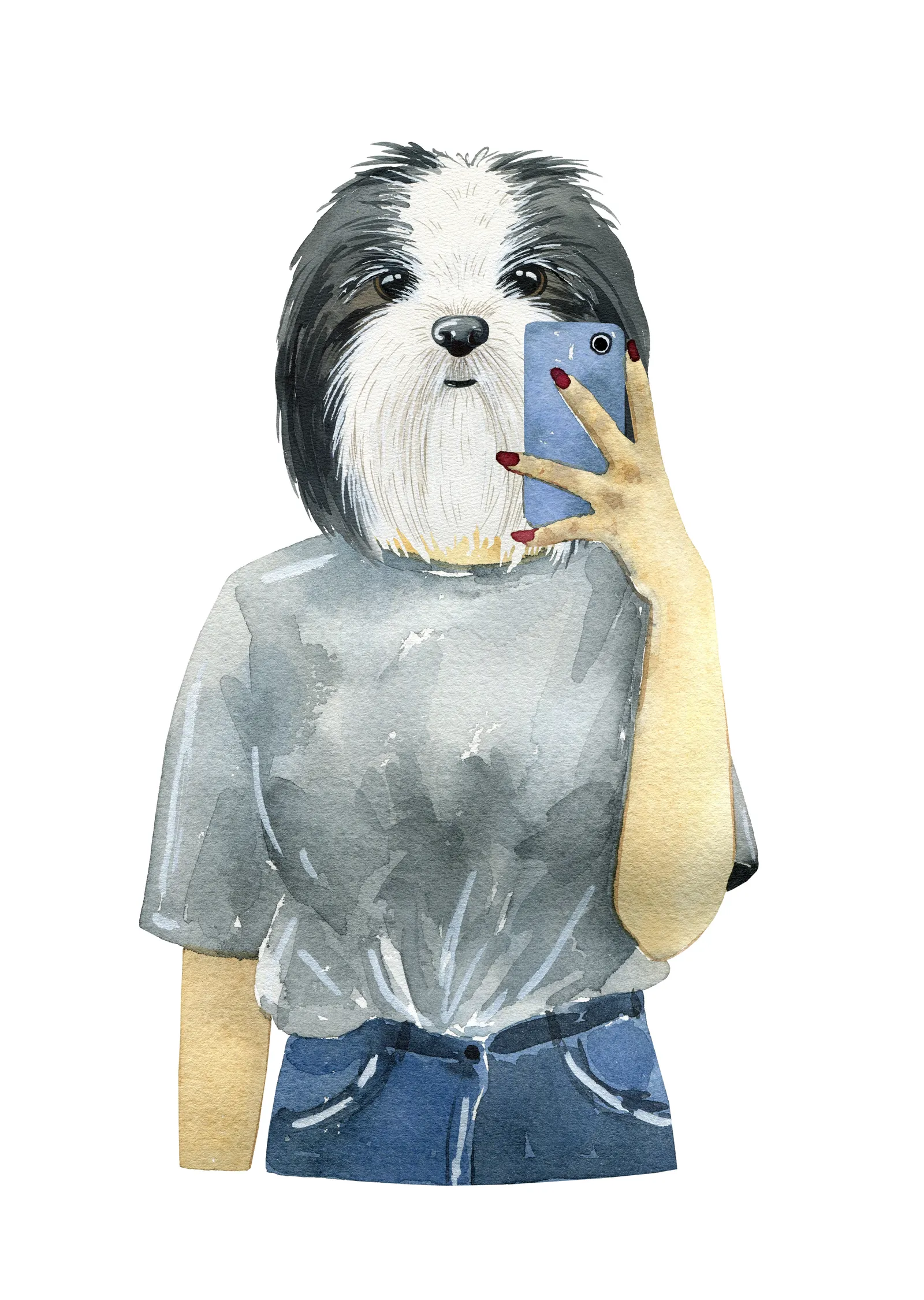 Evcil Hayvan Selfie'si: Sevimli Bir Karakter metal tablo