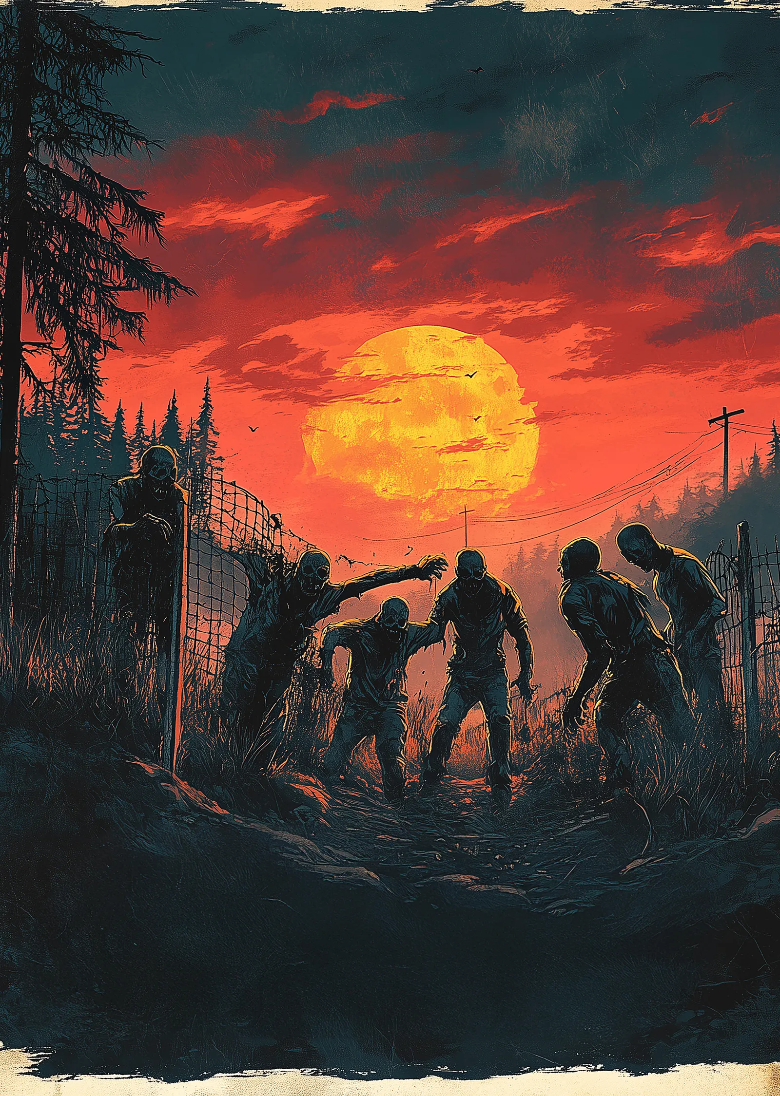 Zombi Kıyımı metal tablo