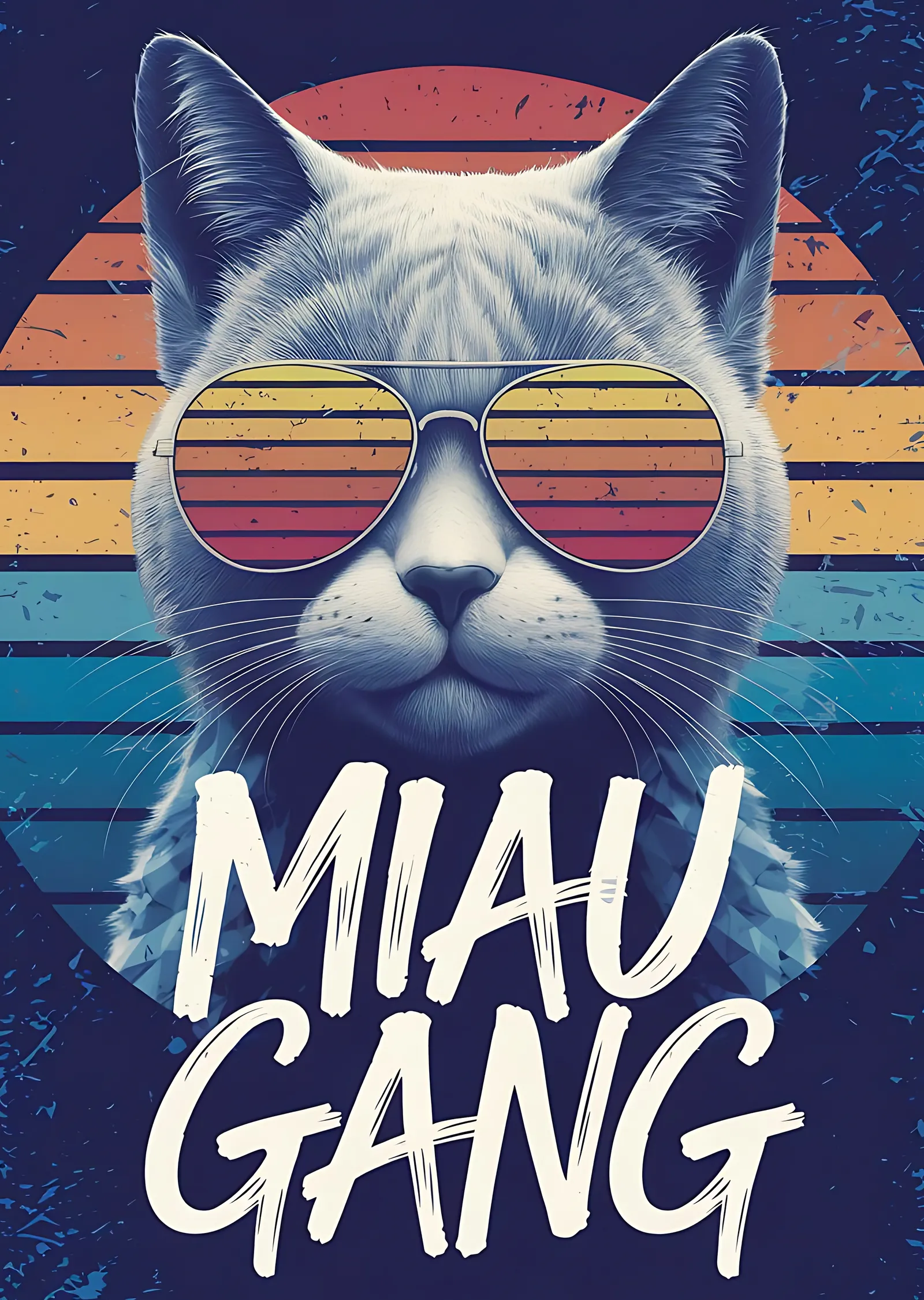 Miau Gang: Retro Kedi Sanatı metal tablo