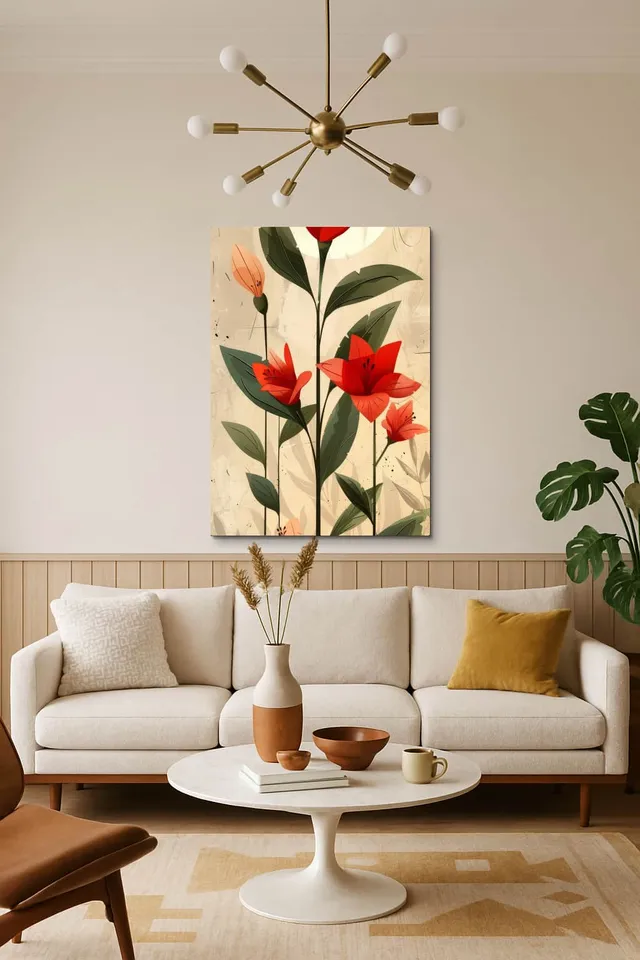 Living Room Salon Decor Mid Century Walnut Sputnik