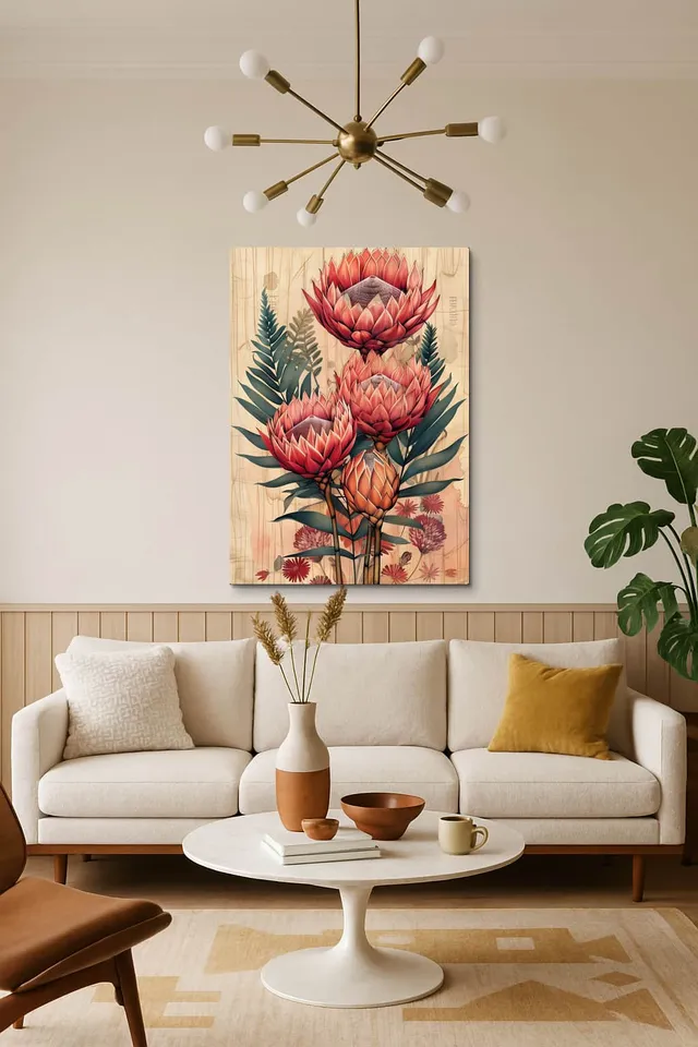 Living Room Salon Decor Mid Century Walnut Sputnik