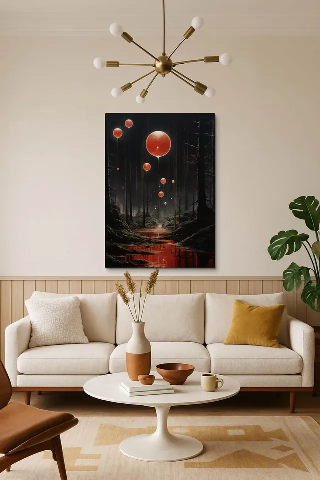Living Room Salon Decor Mid Century Walnut Sputnik