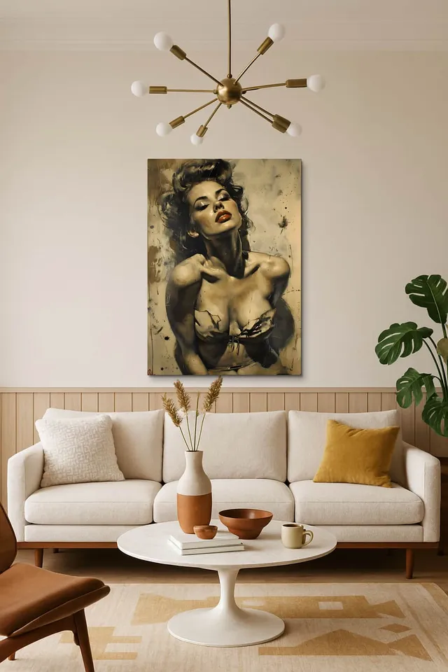 Living Room Salon Decor Mid Century Walnut Sputnik