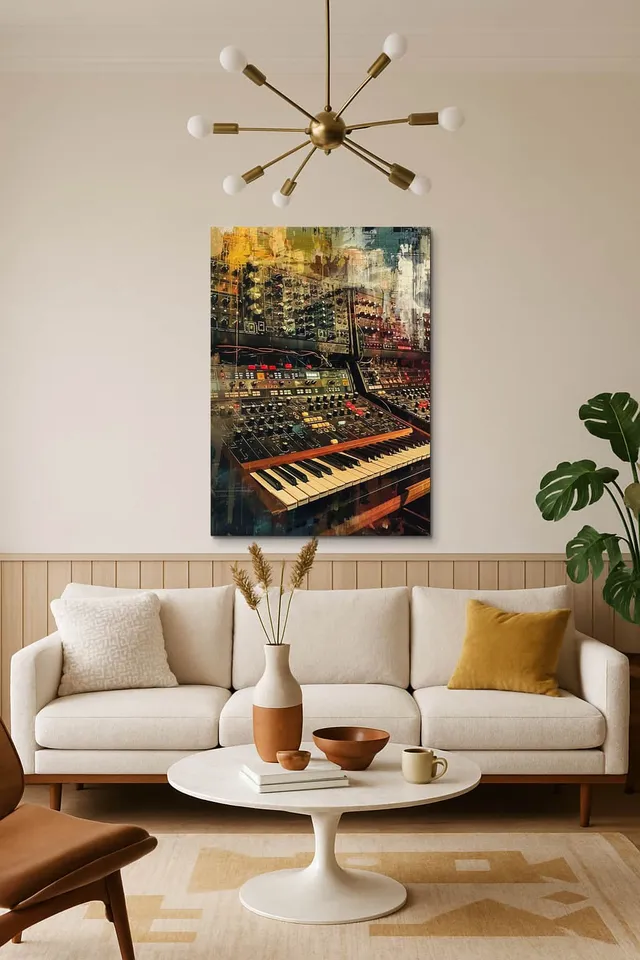 Living Room Salon Decor Mid Century Walnut Sputnik