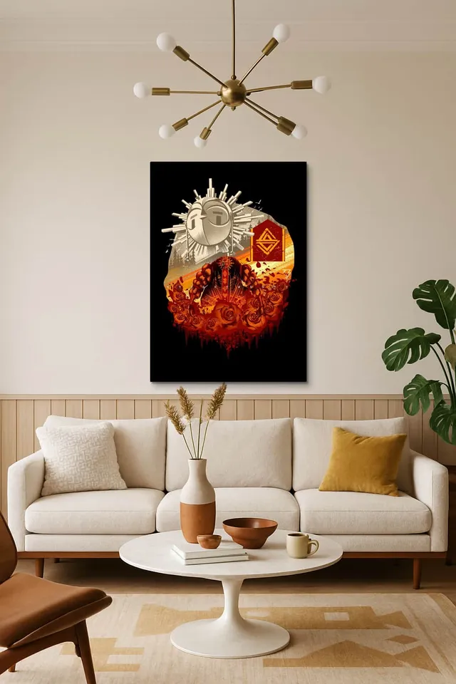 Living Room Salon Decor Mid Century Walnut Sputnik