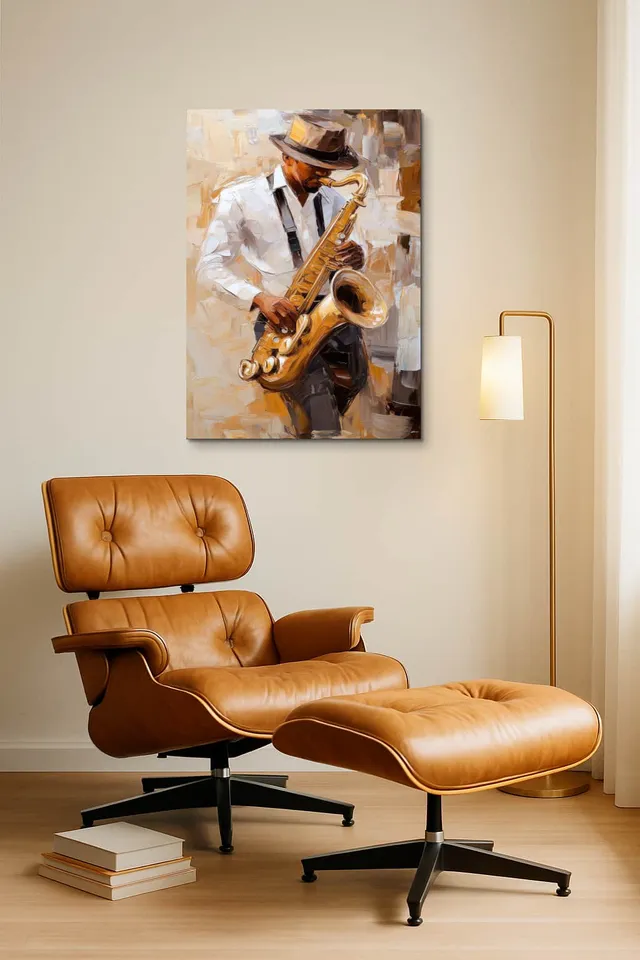 Living Room Okuma Caramel Eames Lounge