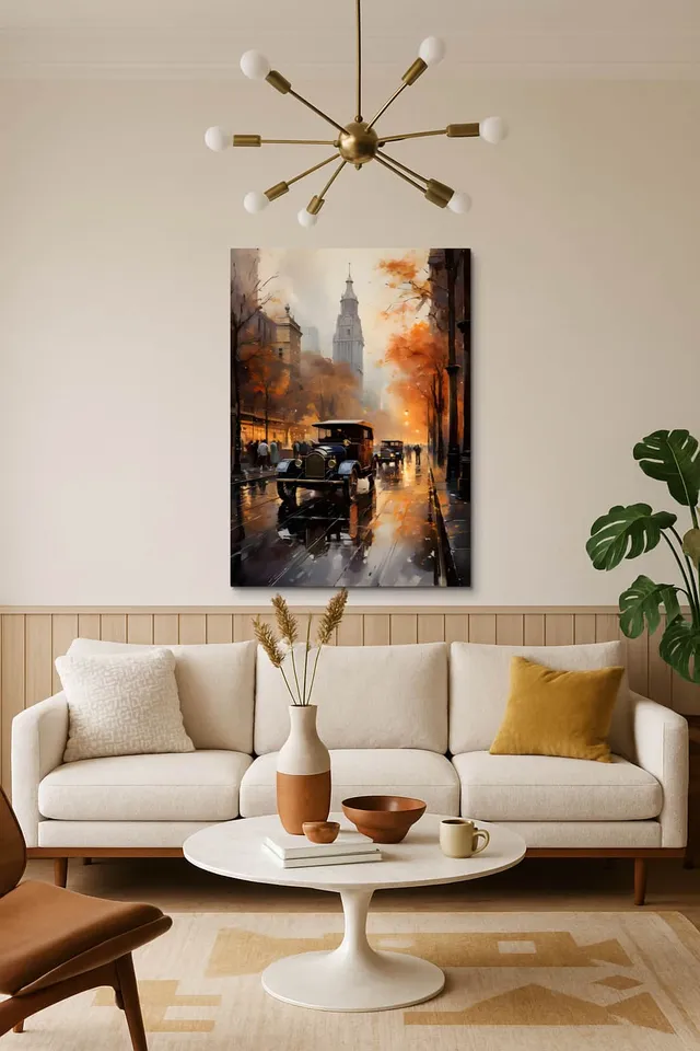Living Room Salon Decor Mid Century Walnut Sputnik