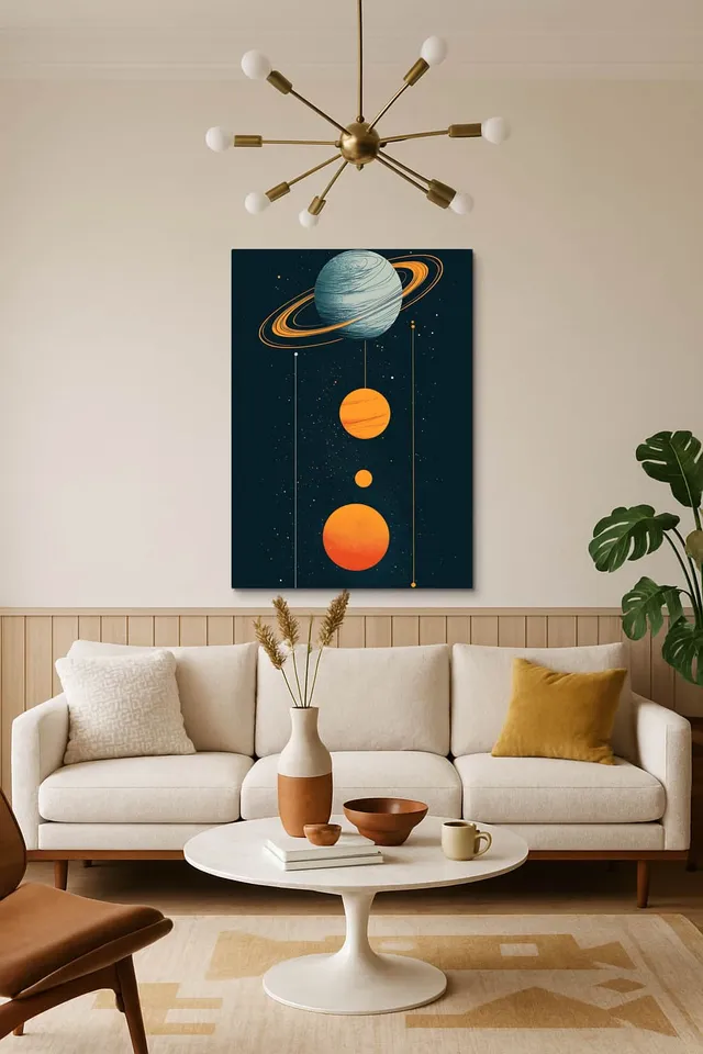 Living Room Salon Decor Mid Century Walnut Sputnik