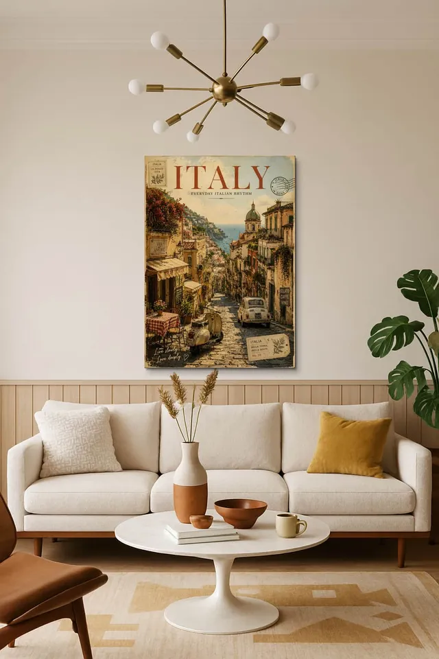 Living Room Salon Decor Mid Century Walnut Sputnik