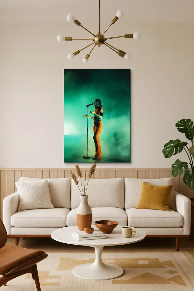 Living Room Salon Decor Mid Century Walnut Sputnik
