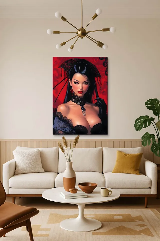 Living Room Salon Decor Mid Century Walnut Sputnik