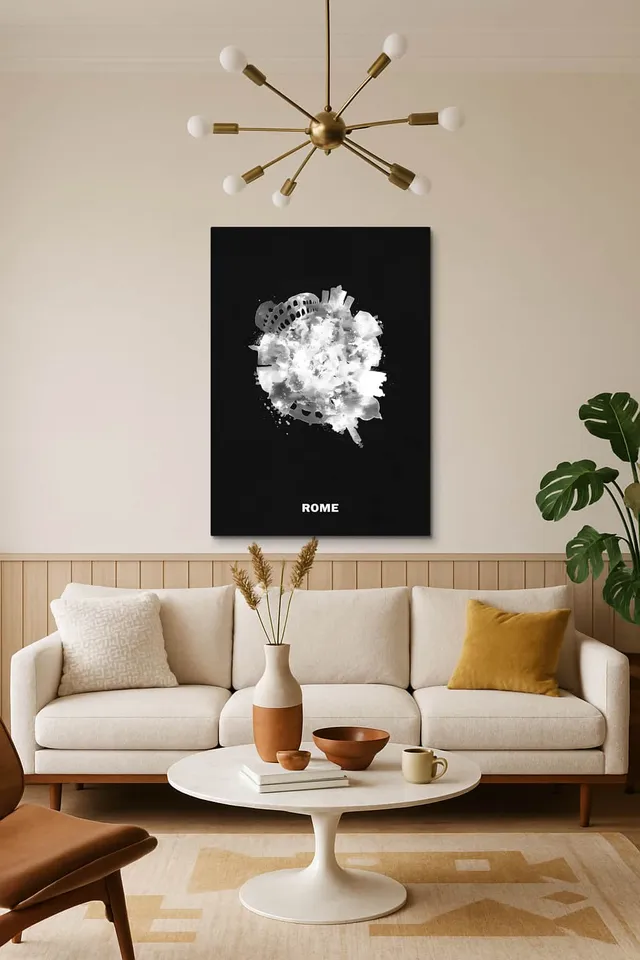 Living Room Salon Decor Mid Century Walnut Sputnik