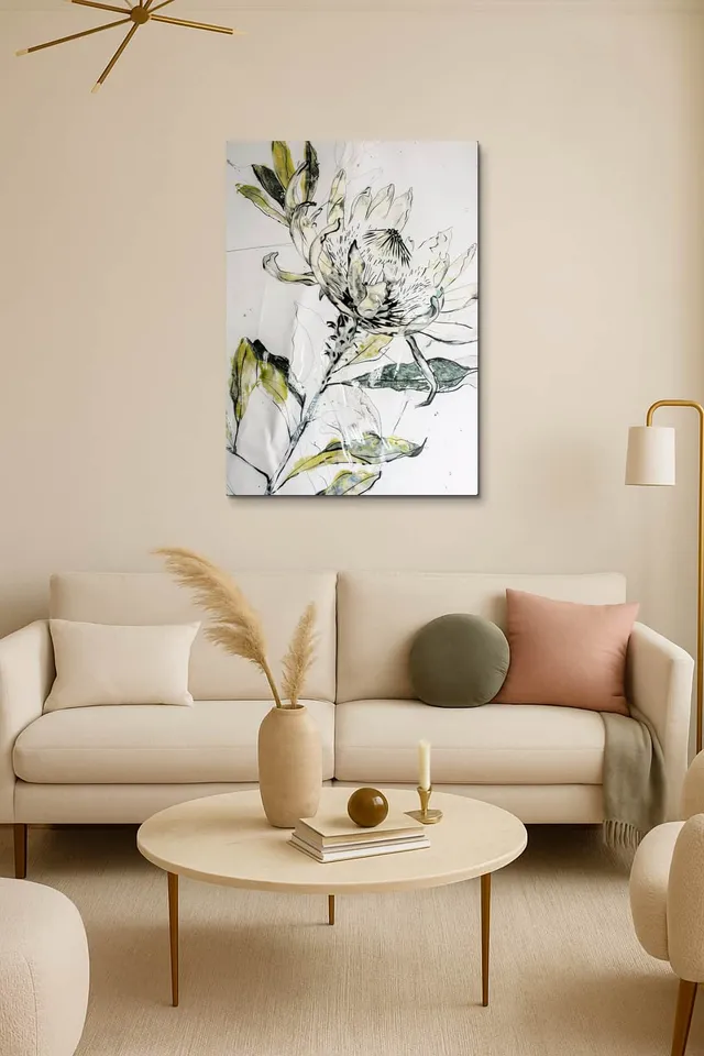 Living Room Salon Decor Cream Armchair Pair