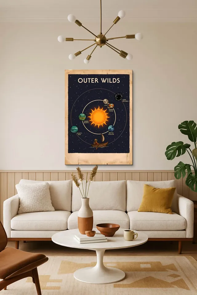 Living Room Salon Decor Mid Century Walnut Sputnik