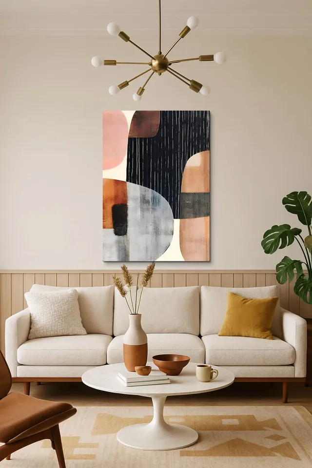 Living Room Salon Decor Mid Century Walnut Sputnik