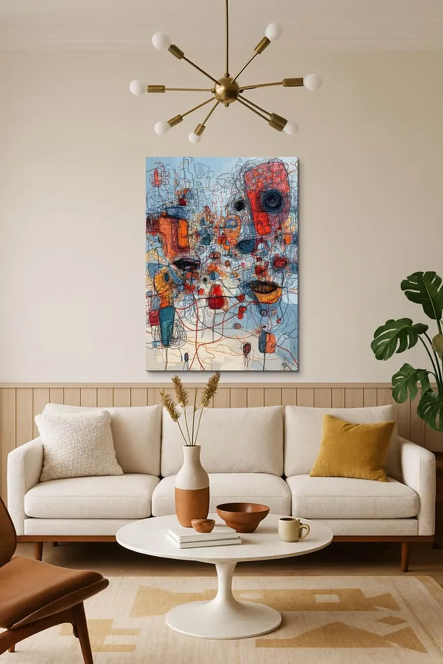 Living Room Salon Decor Mid Century Walnut Sputnik