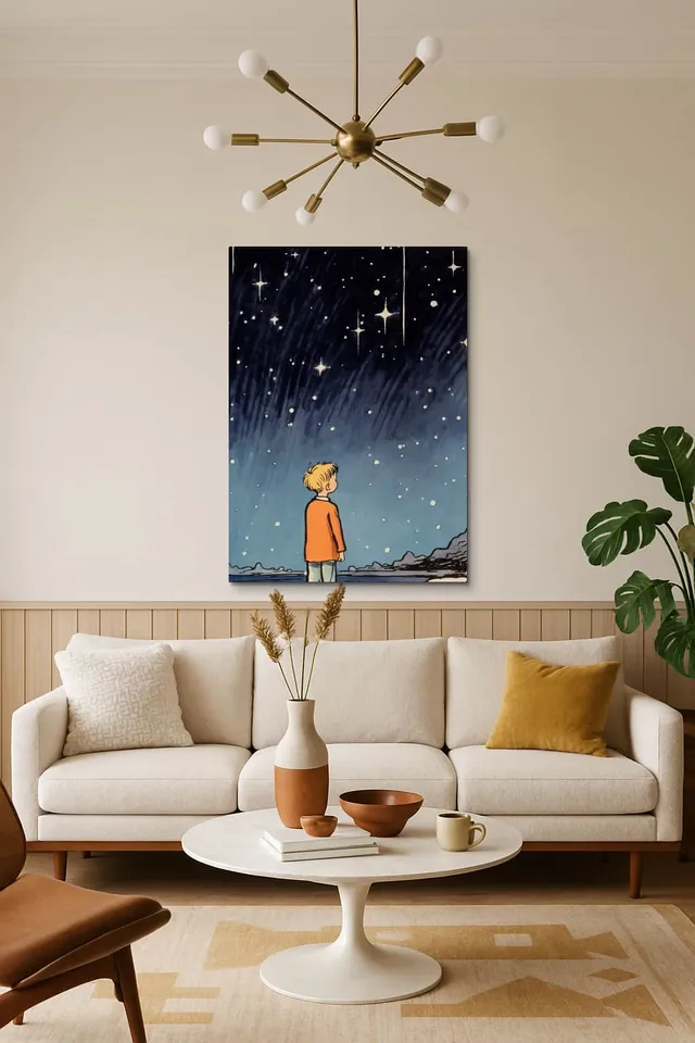 Living Room Salon Decor Mid Century Walnut Sputnik