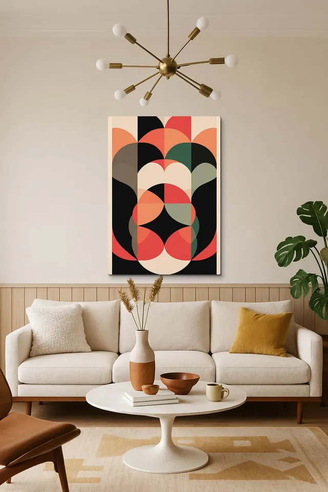 Living Room Salon Decor Mid Century Walnut Sputnik