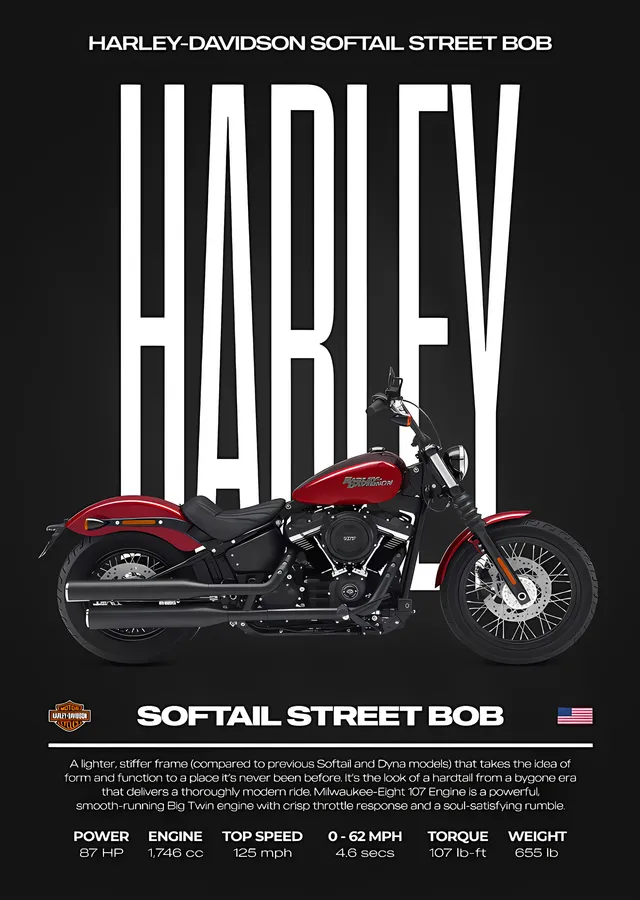 Harley-Davidson Softail Street Bob metal tablo