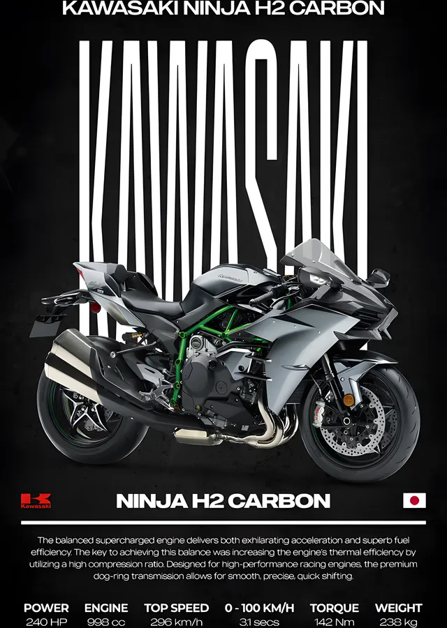 Kawasaki Ninja H2 Carbon metal tablo