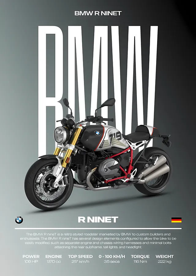 BMW R nineT metal tablo