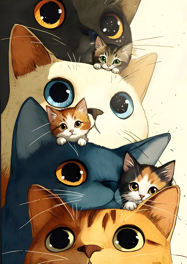 Kedi Kalabalığı metal tablo