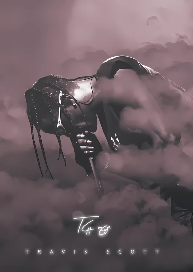 Travis Scott: Pembe Sis metal tablo