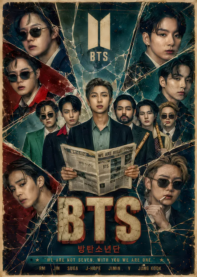 BTS: Gazete metal tablo