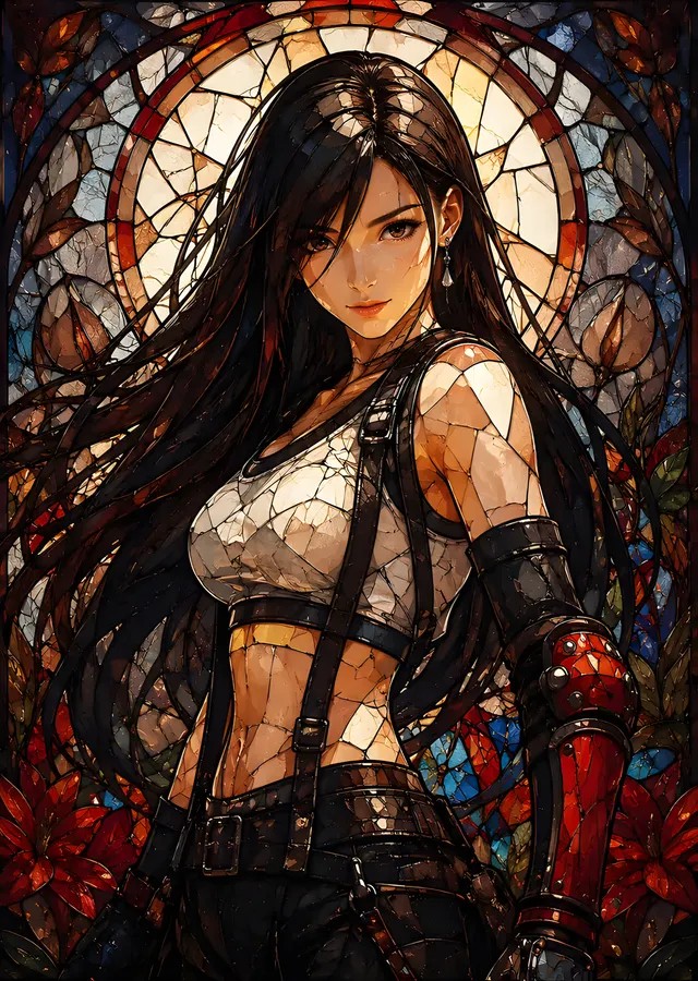 Final Fantasy VII: Tifa Vitray metal tablo