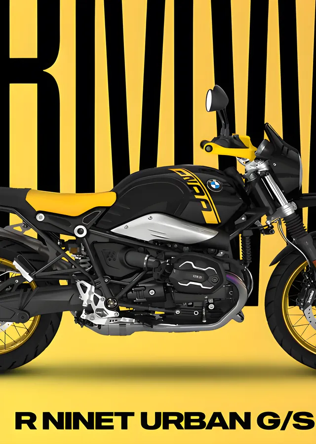 BMW R nineT Urban G/S - Sarı Zemin metal tablo