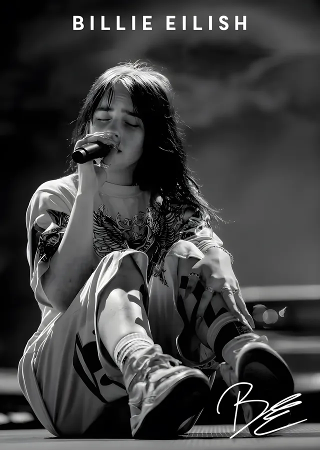 Billie Eilish: Siyah Beyaz metal tablo