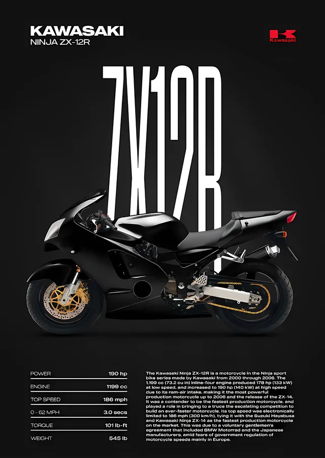 Kawasaki Ninja ZX-12R metal tablo