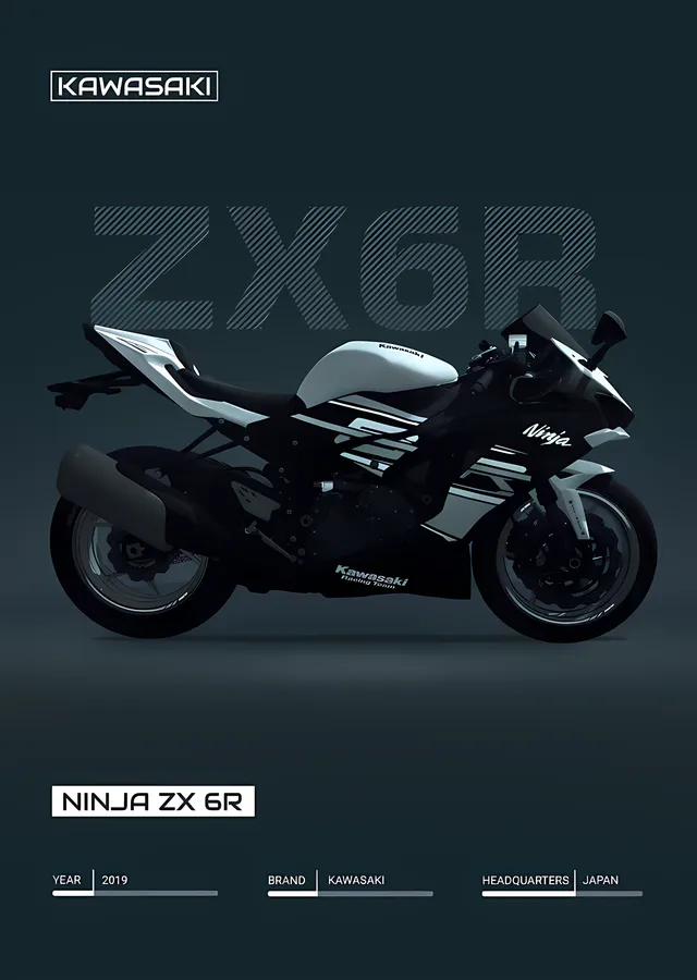Kawasaki Ninja ZX-6R - Petrol Mavisi metal tablo